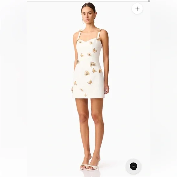 elliatt mira white sweetheart 3d floral butterfly embellished mini dress XS NEW - Picture 6 of 13